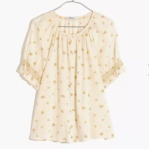 Smocked Button-Up Top in French Daisies